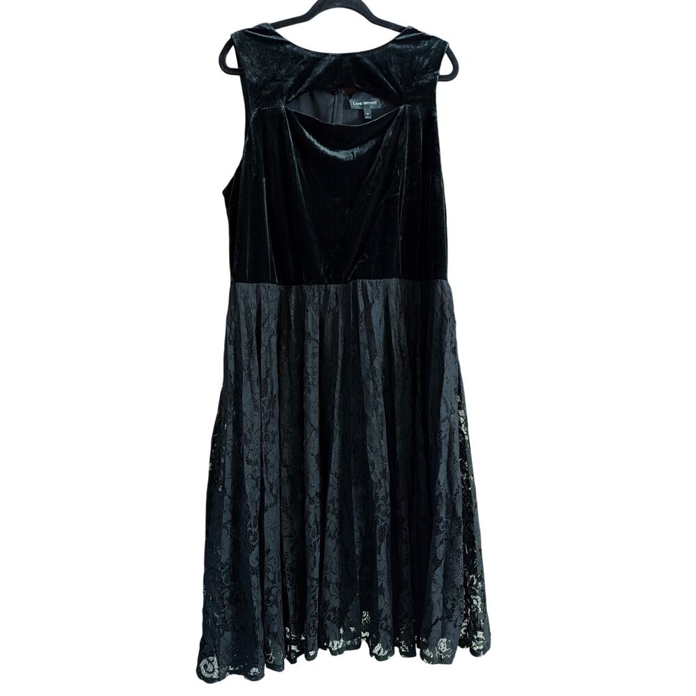 Lane Bryant Women's Plus Size Velvet & Lace Black Midi Dress Size 22